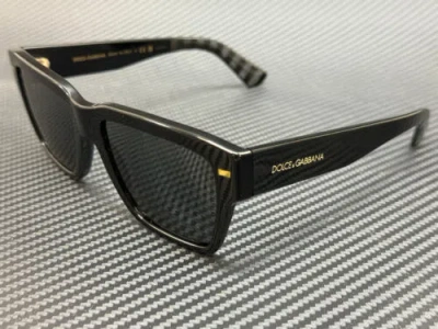 Pre-owned Dolce & Gabbana Dg4431 501 87 Black Dark Grey Men's 55 Mm Sunglasses In Gray