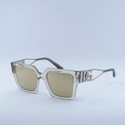 Pre-owned Dolce & Gabbana Dg4446b 343203 Transparent Camel/clear Mirror Real Yellow... In Clear Mirror Real Yellow Gold