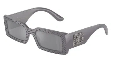 Pre-owned Dolce & Gabbana Dg4447b 30906g Grey Grey Mirror Black 53 Mm Women's Sunglasses