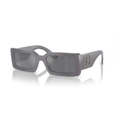 Pre-owned Dolce & Gabbana Dg4447b 30906g Grey/grey Mirror Black 53-20-140 Sunglasses