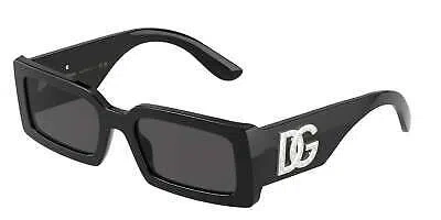 Pre-owned Dolce & Gabbana Dg4447b 335587 Black Dark Grey 53 Mm Women's Sunglasses In Gray