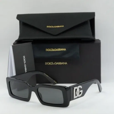 Pre-owned Dolce & Gabbana Dg4447b 335587 Shiny Black/dark Gray 53-20-140 Sunglasses