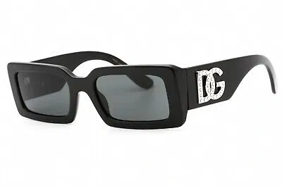 Pre-owned Dolce & Gabbana Dg4447b 335587 Sunglasses Black Frame Dark Grey Lenses 53mm In Gray