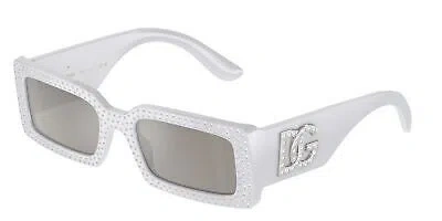 Pre-owned Dolce & Gabbana Dg4447b 34186g Light Grey Mirror Silver 53 Mm Women's Sunglasses