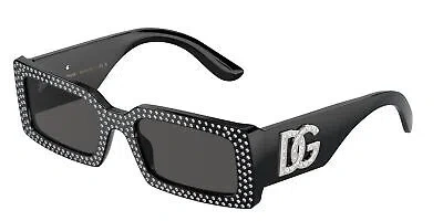 Pre-owned Dolce & Gabbana Dg4447b 501 87 Black Dark Grey 53 Mm Women's Sunglasses In Gray