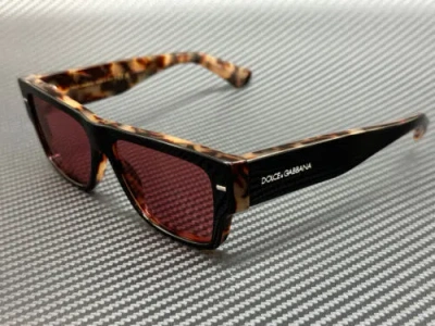 Pre-owned Dolce & Gabbana Dg4451 34177n Black Havana Men's 55 Mm Sunglasses In Brown