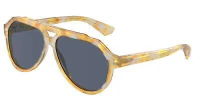Pre-owned Dolce & Gabbana Dg4452 34222v Yellow Tortoise Blue Polarized 60mm Men Sunglasses