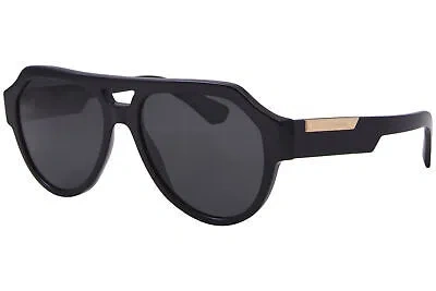 Pre-owned Dolce & Gabbana Dg4466 501/87 Sunglasses Men's Black/dark Grey Square Shape 56mm In Gray