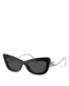 Dolce & Gabbana Dg4467b Prescription Compatible Cat Eye Sunglasses, 55mm In Black