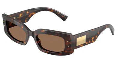 Dolce & Gabbana Dolce  Gabbana Eyewear Rectangular Frame Sunglasses In Brown