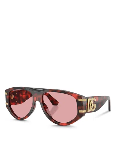 Dolce & Gabbana Dg4499 Aviator Sunglasses, 57mm In Red Havana