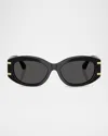 Dolce & Gabbana Dg4502 Oval Acetate Sunglasses In Black