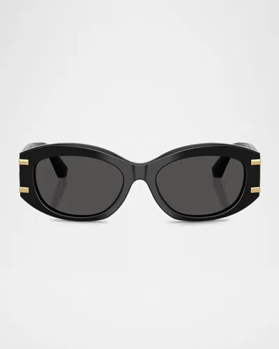 Dolce & Gabbana Dg4502 Oval Acetate Sunglasses In Black