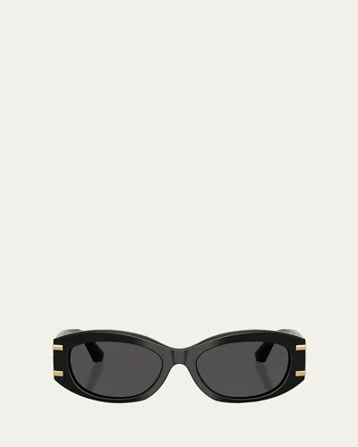 Dolce & Gabbana Dg4502 Oval Acetate Sunglasses In Black