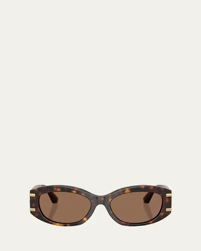 Dolce & Gabbana Dg4502 Oval Acetate Sunglasses In Brown
