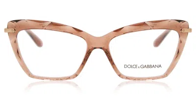 Dolce & Gabbana Dg5025 Faced Stones Women's Glasses, Pink, Size 53 In Brown