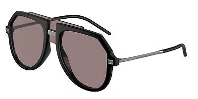 Pre-owned Dolce & Gabbana Dg6195 25257n Matte Black Purple Brown 45 Mm Men's Sunglasses
