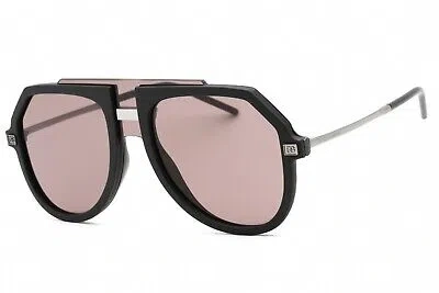 Pre-owned Dolce & Gabbana Dg6195 25257n Sunglasses Matte Black Frame Dark Grey Lenses 45mm In Gray