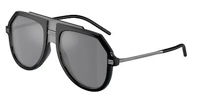 Pre-owned Dolce & Gabbana Dg6195 501 6g Black Grey Mirror Black 45 Mm Men's Sunglasses