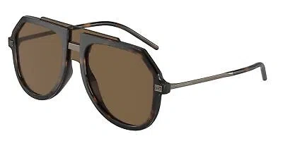 Pre-owned Dolce & Gabbana Dg6195 502 73 Havana Dark Brown 45 Mm Men's Sunglasses