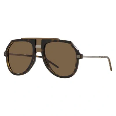 Pre-owned Dolce & Gabbana Dg6195 502/73 Havana/bronze/dark Brown 45-01-145 Sunglasses In Multicolor