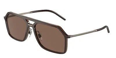 Pre-owned Dolce & Gabbana Dg6196 315973 Brown Dark Brown 59 Mm Men's Sunglasses