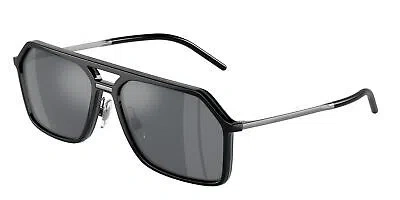 Pre-owned Dolce & Gabbana Dg6196 501 6g Black Light Grey Mirror Black 59mm Mens Sunglasses
