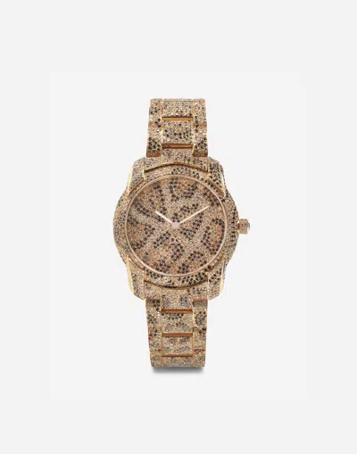 Dolce & Gabbana Dg7 Leo Watch In Red Gold With Brown And Black Diamonds