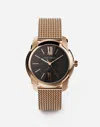 Dolce & Gabbana Dg7 Watch In Red Gold With Milano Mesh Bracalet In Gold