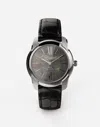 Dolce & Gabbana Dg7 Watch In Steel With Black Mother Of Pearl In Black