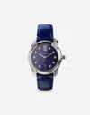Dolce & Gabbana Dg7 Watch In Steel With Lapis Lazuli And Diamonds In Blue