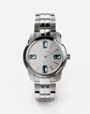Dolce & Gabbana Dg7gems Steel Watch With Light Blue Topazes In Steel