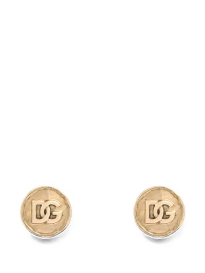 Dolce & Gabbana Dg-logo Clip Earrings In Gold