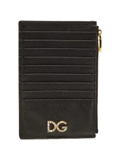 Pre-owned Dolce & Gabbana Dg-plaque Card Holder In Black