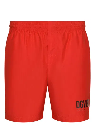 Dolce & Gabbana Dgvib3 Logo-print Swim Shorts In Red