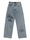 Dolce & Gabbana Dgvib3 Slogan-print High-waisted Jeans In Blue