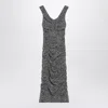 Dolce & Gabbana Off-the-shoulder Gathered Printed Silk-blend Midi Dress In Black