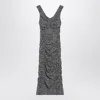 Dolce & Gabbana Diagonal Print Dress In Silk Blend In Gray