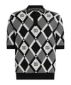 Dolce & Gabbana Diamond-pattern Polo Shirt In Black