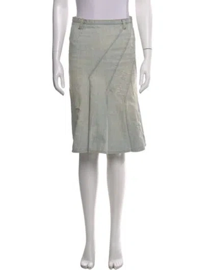 Pre-owned Dolce & Gabbana Distressed Accents Midi Length Skirt In Blue