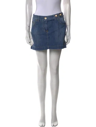 Pre-owned Dolce & Gabbana Distressed Accents Mini Skirt In Blue