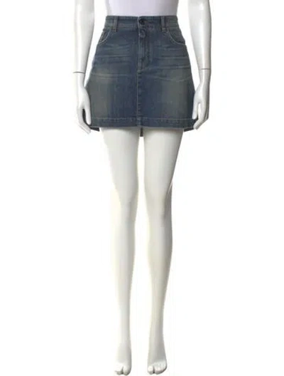 Pre-owned Dolce & Gabbana Distressed Accents Mini Skirt In Blue