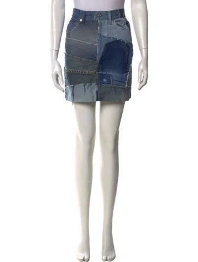 Pre-owned Dolce & Gabbana Distressed Accents Mini Skirt In Blue