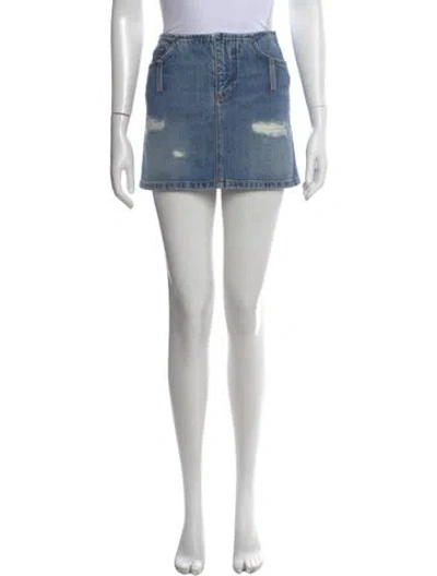 Pre-owned Dolce & Gabbana Distressed Accents Mini Skirt In Blue