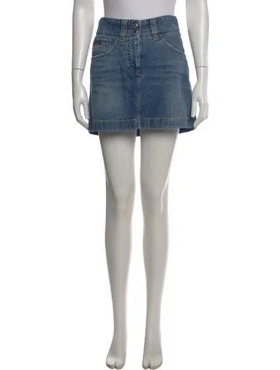 Pre-owned Dolce & Gabbana Distressed Accents Mini Skirt In Blue