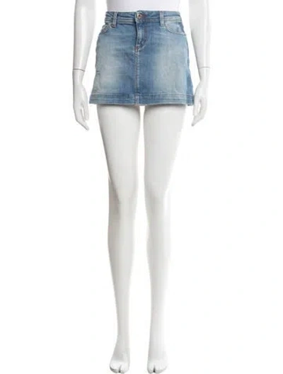 Pre-owned Dolce & Gabbana Distressed Accents Mini Skirt In Blue