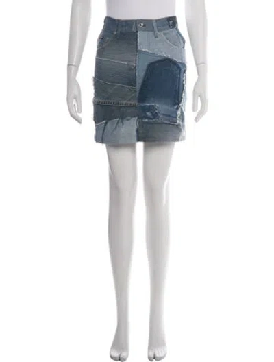 Pre-owned Dolce & Gabbana Distressed Accents Mini Skirt In Blue