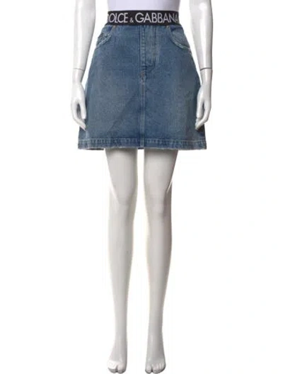 Pre-owned Dolce & Gabbana Distressed Accents Mini Skirt In Blue