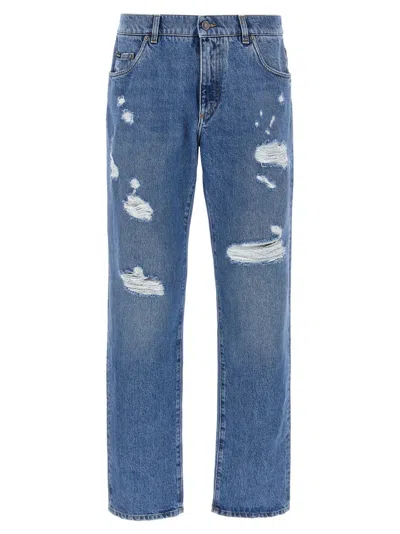 Dolce & Gabbana Distressed Blue Denim Jeans