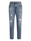 Dolce & Gabbana Distressed Finish Five-pocket Denim Jeans In Blue